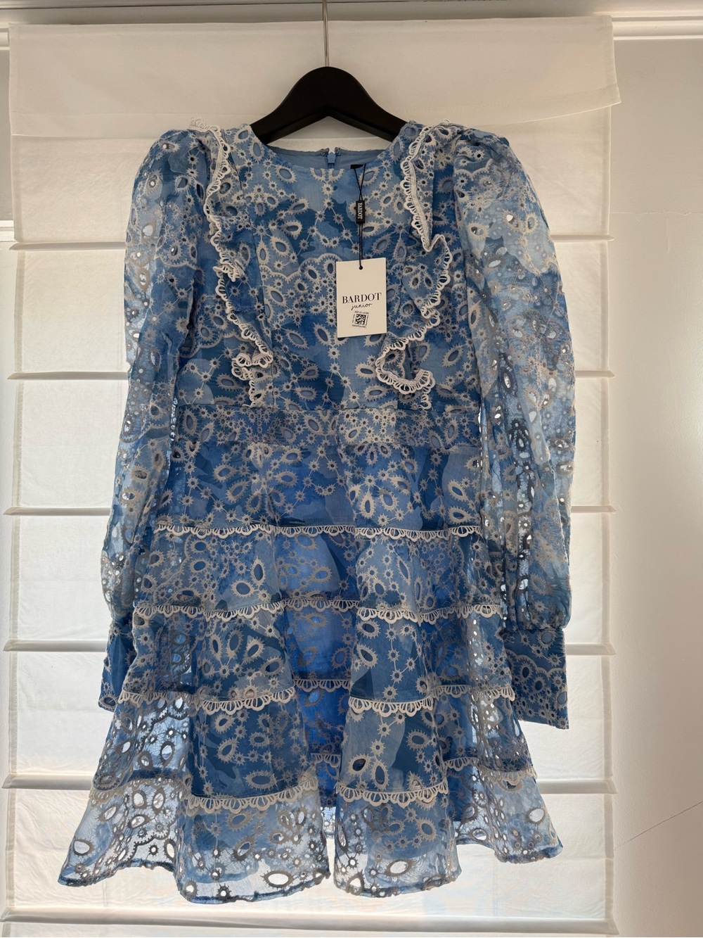 Bardot Blue Eyelet Lace Tiered Kids Dress